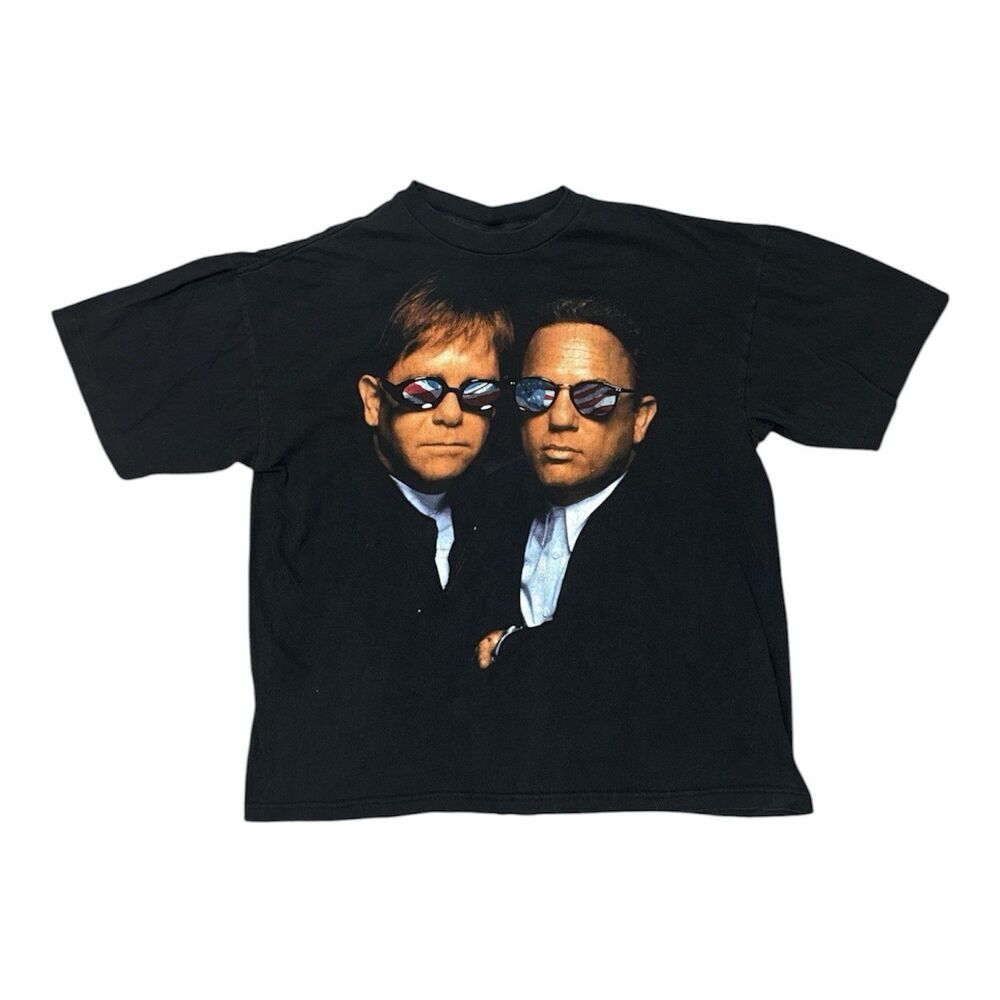 Vintage 1994 Elton John Billy Joel Face to Face Tour T Shirt Black XL USA 90s